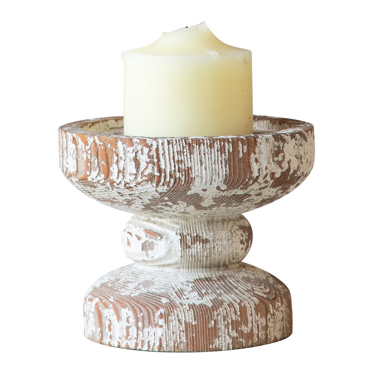 Hand Crafted Wooden Candle Holders Pillar, Candle Holders for Candlesticks, Farmhouse Shabby Chic Candle Holders for Home Living Room, Candle Centerpieces for Tables (5.7" x 5.7" x 4.7") SOFE