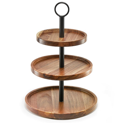 WILDMOS 3 Tier Cupcake Stand, Farmhouse Rustic Tiered Serving Tray,3 Tier Serving Tray for Farmhouse Kitchen Decor, Wood Dessert Tray for Tea Party Wedding Server, Decorative Tiered Tray.