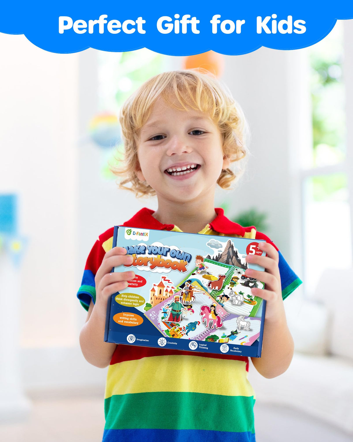 D-FantiX My Storybook Art Kit, Creative Writing & Drawing Activity Set for Boys & Girls, Hardcover Comic Book Making Kit with Stickers, DIY Arts and Crafts Supplies Gifts for Kids Ages 5, 6, 7, 8-12 D-FantiX