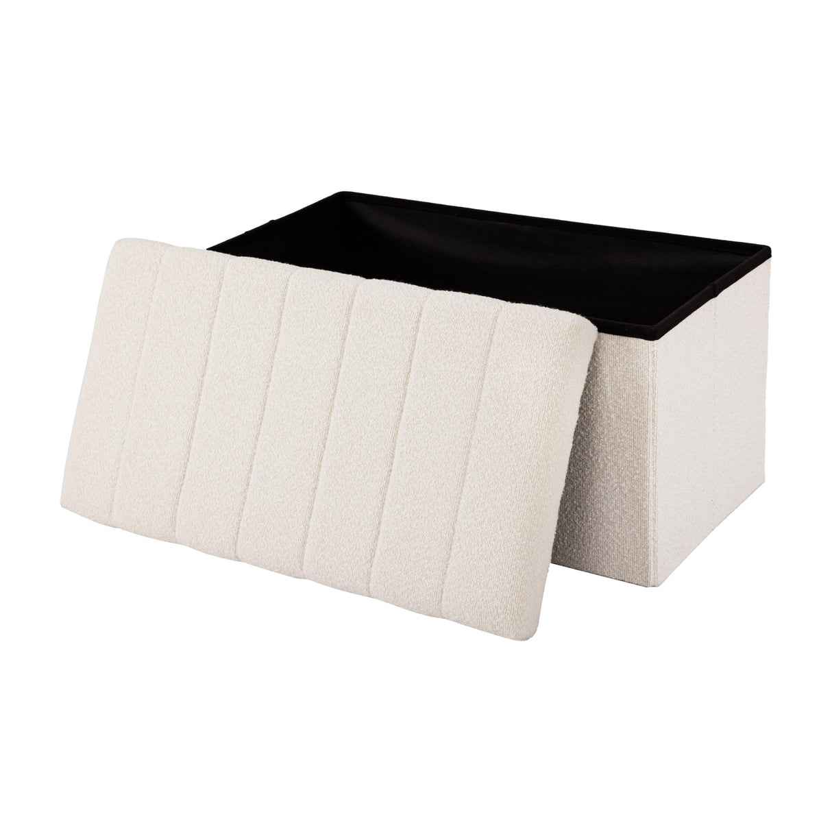 Seville Classics Cushioned Fabric Ottoman Hidden Storage Chest Footrest Chair, Padded Seat for Bedroom, Dorm, Loft, Living Room, Entryway, Hallway, White Boucle, 30" Bench Seville Classics