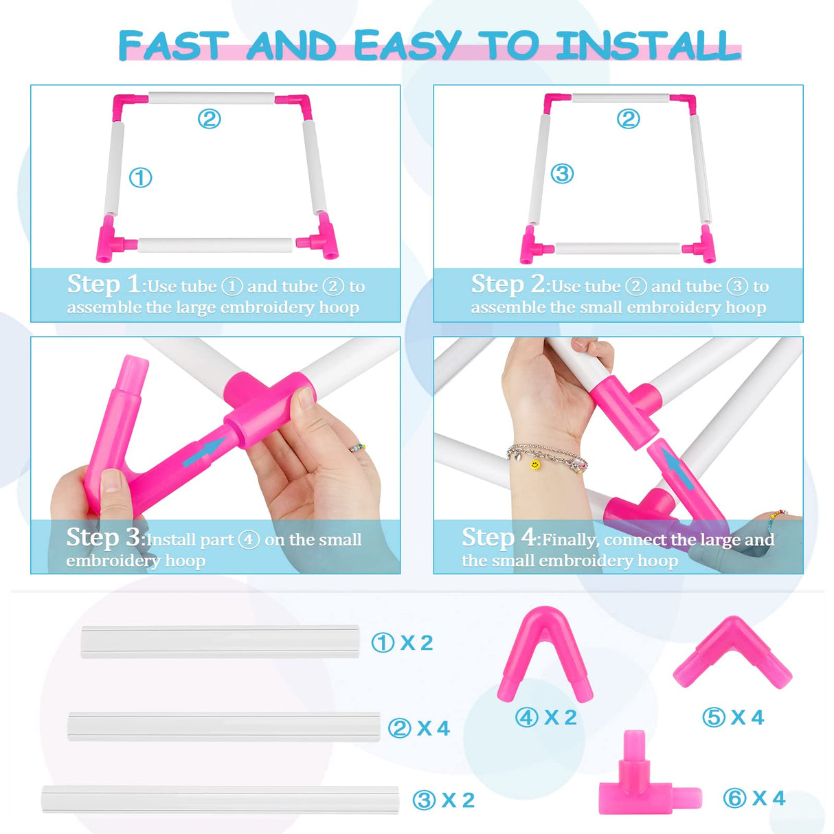 Lzttyee Universal Embroidery Clip Frame Cross Stitch Hoop Embroidery Sewing Stand Tools for Quilting, Needlepoint, Silk-Painting Lzttyee