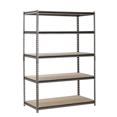 EDSAL Heavy Duty Garage Shelf Steel Metal Storage 5 Level Adjustable Shelves Unit 72" H x 48" W x 24" Deep (Pack of 2)