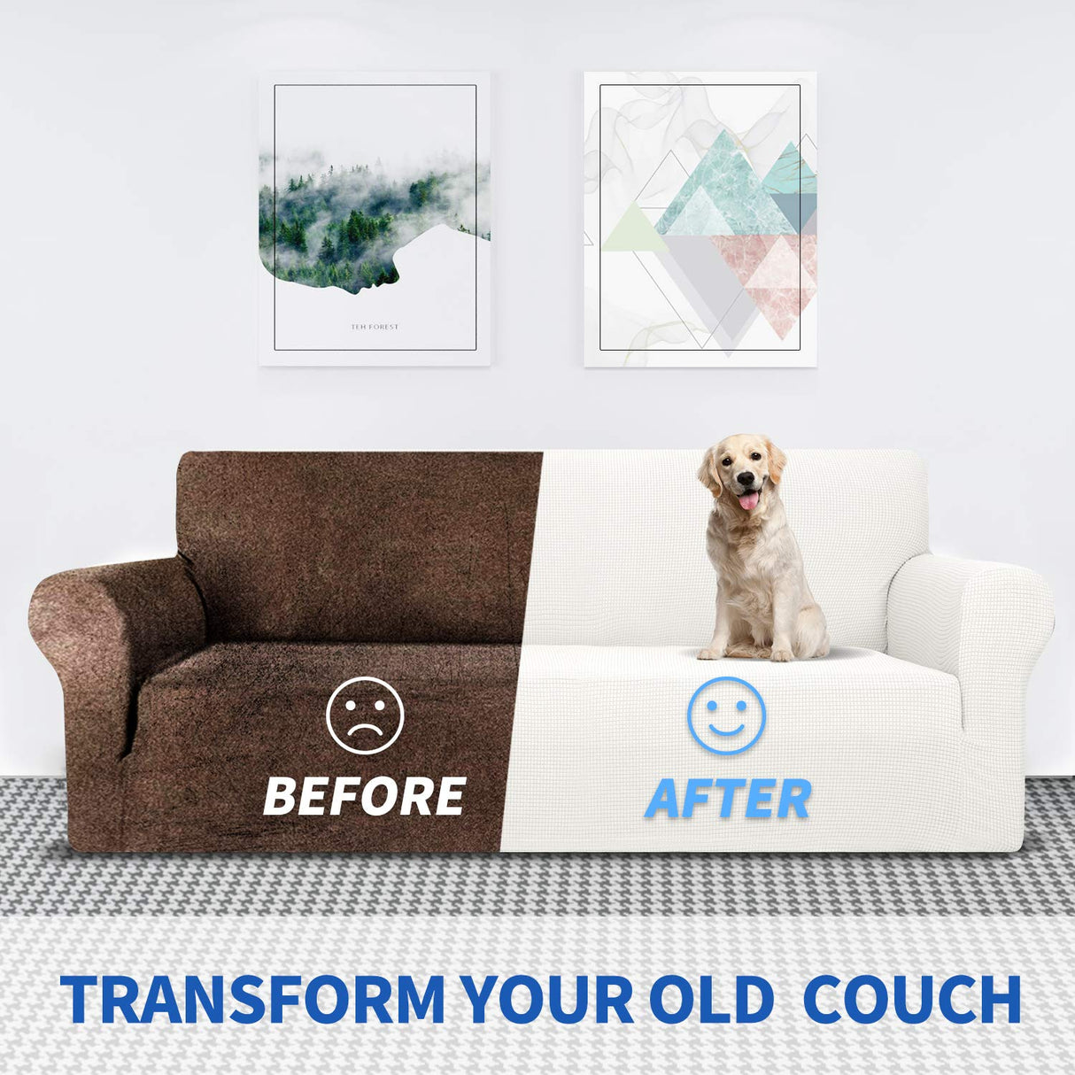 MAXIJIN Stretch Loveseat Sofa Slipcovers 1 Piece Love Seat Couch Covers for 2 Cushion Couch Non Slip Sofa Cover Washable Dog Cat Proof Furniture Protector Pet Friendly (Loveseat, White) MAXIJIN