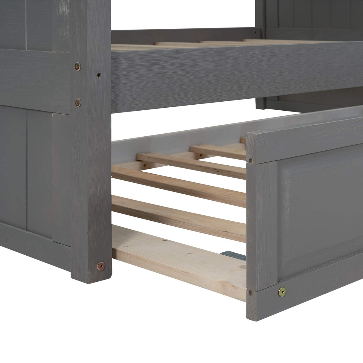 Harper & Bright Designs Full Over Full Bunk Bed with Trundle, Wood Bunk Bed with Guardrails for Kids and Teens, Brushed Gray Harper & Bright Designs