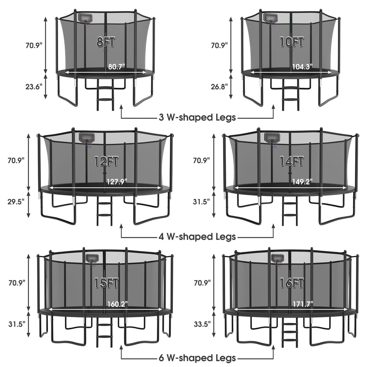 YORIN Tranpoline 14FT, Outdoor Tranpoline for Kids and Adults 1400LBS Tranpoline with Basketball Hoop, Enclosure Net, Back Yard Heavy Duty Recreational Tranpolines, ASTM Approved YORIN