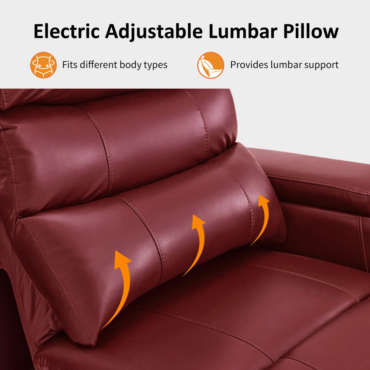 MCombo Triple Motors Power Recliner Chair with Power Headrest & Lumbar Support for Living Room, Home Theater Seating with Armrest Storage, Tray Table and Dual Charging Ports HTS708 (Red) MCombo