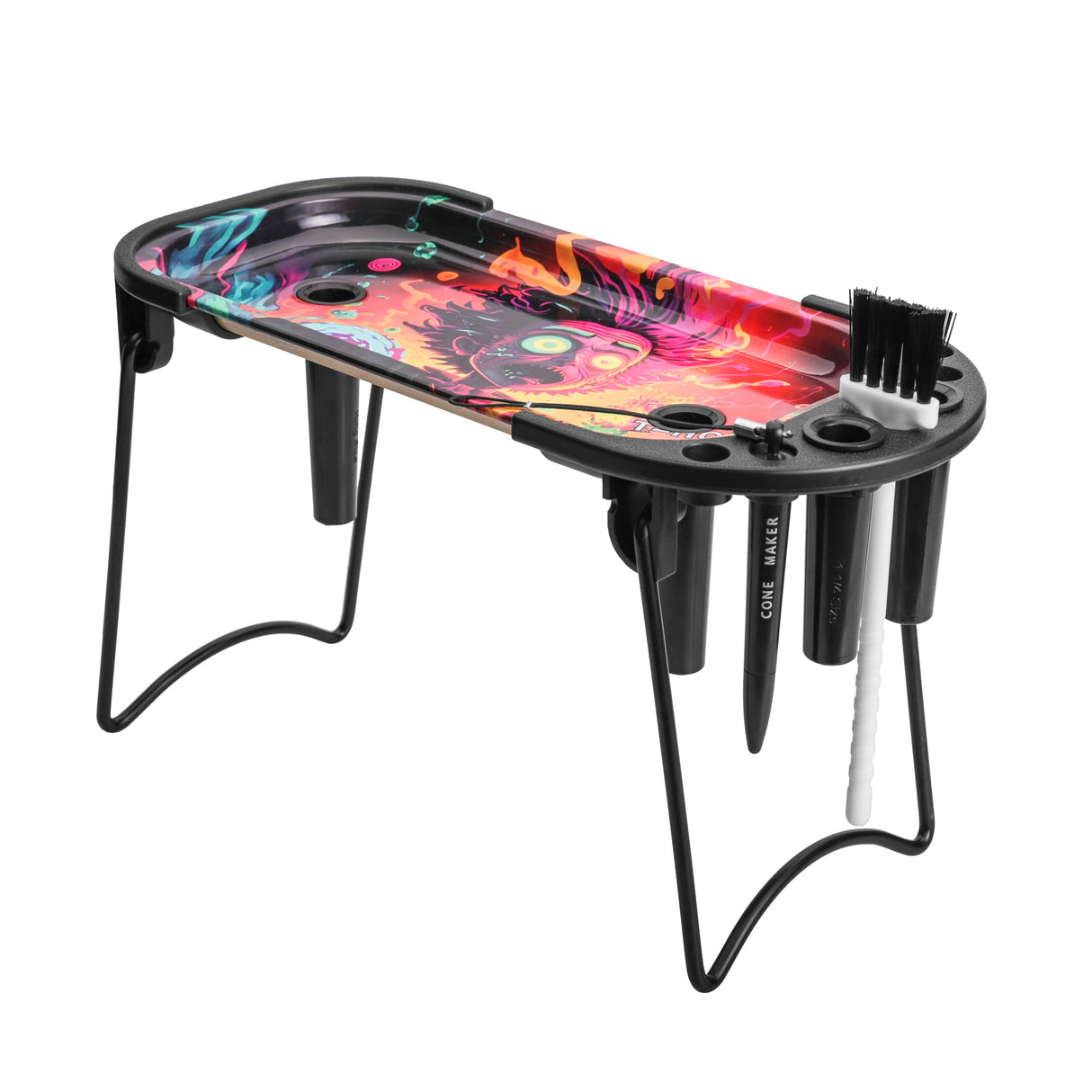 Cone Filler Pre Roll Machine for King Size&1 1/4 Size-Cone Loader Includes Metal Rolling Tray,Foldable Stand, Placement Device & Brush (Black) CYT PRIME DESIGN