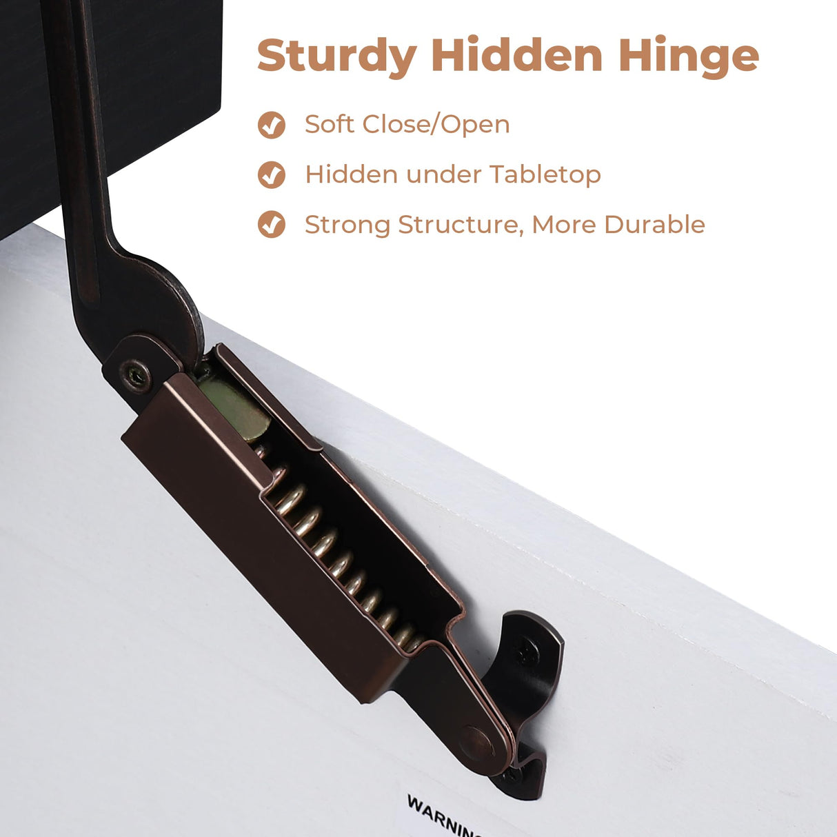 VVFLU Farmhouse Coffee Table with Storage, Square Center Table for Living Room, Rustic, Hinged Lift Top Soft Close, Wood, Large Hidden Storage, Modern, Metal Corner, White Black VVFLU