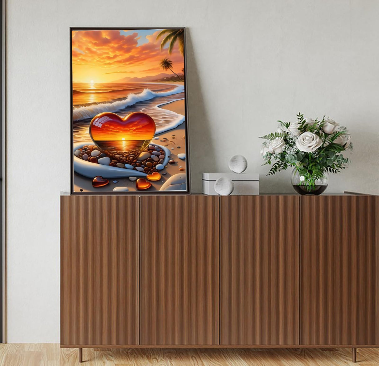 BYGFHLYW Beach Diamond Art Kits for Adults, Landscape Love Diamond Painting Kits for Adults Beginner, Round Full Drill Gem Painting Diamond Dot Gem Art Kit Home Wall Decor 12x16 inch BYGFHLYW