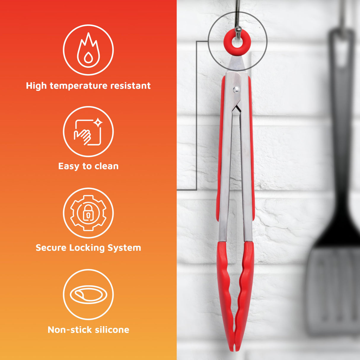 Popco Silicone Tongs for Cooking - Kitchen Tongs Set of 3 (7, 9, 12 inches) - Stainless Steel BBQ Tongs with Silicone Tips for Cooking, Grilling, Serving - Non-Stick, Heat-Resistant, Dishwasher Safe POPCO