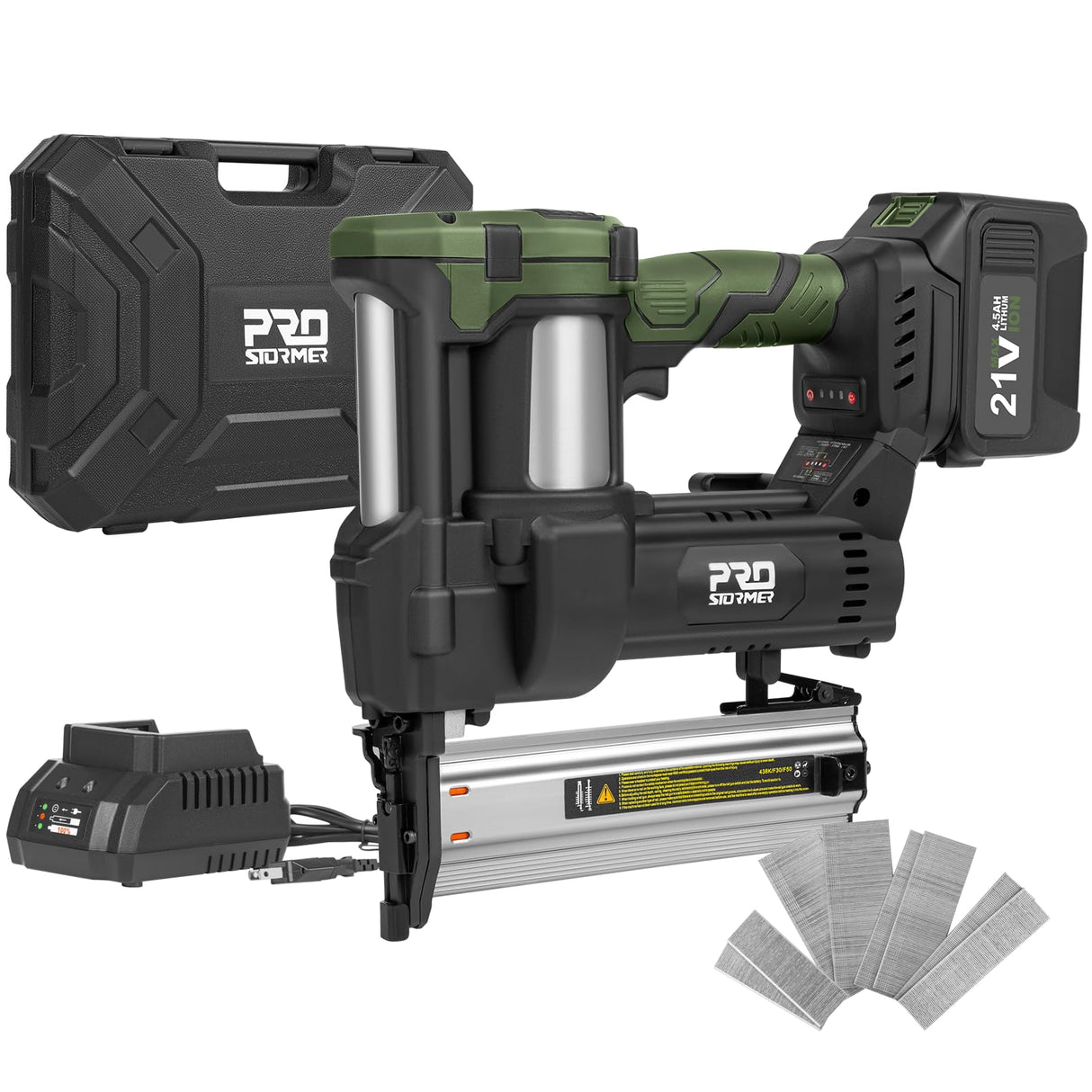 Prostormer Cordless Brushless Brad Nailer, 2 in 1 Nail Gun Staple Gun Kit with 4.5Ah Lithium-Ion Battery and Charger, 18 Gauge Stapler for Woodworking, Home Renovation, Upholstery, DIY Prostormer