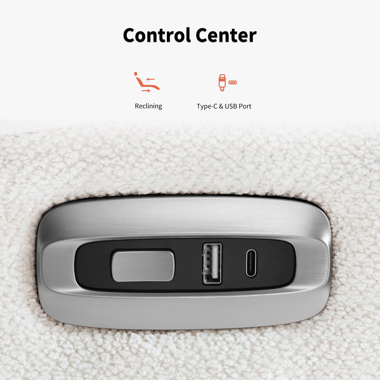 MCombo Wall Hugger Armless Power Recliner Chair with USB Ports, 29.5" Extra Wide Seat, Oversized Fabric Powered Reclining Sofa for Living Room, Small Space, ALR01 (Cream White) MCombo