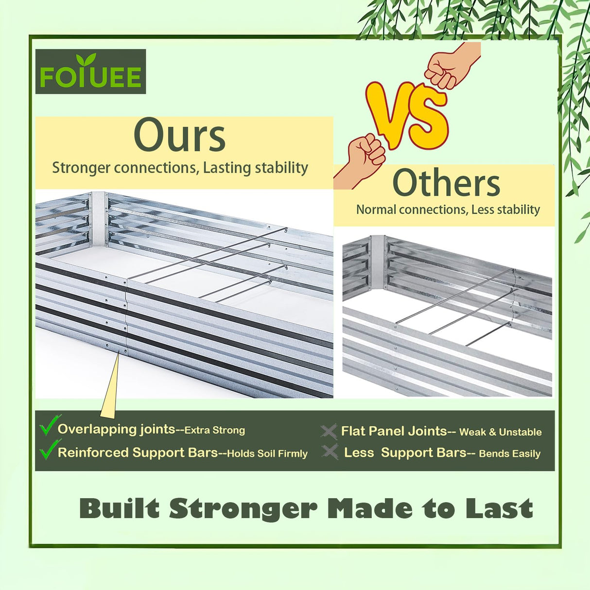 FOYUEE Galvanized Raised Garden Beds for Vegetables Large Metal Planter Box Steel Kit Flower Herb, 8x4x1ft FOYUEE