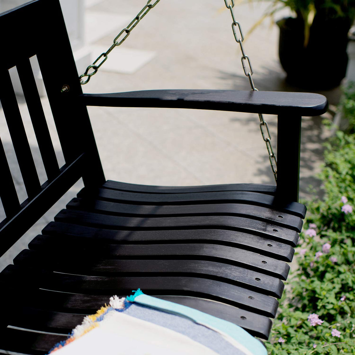 Cambridge Casual Solid Wood Bentley Porch Swing, Black Cambridge Casual