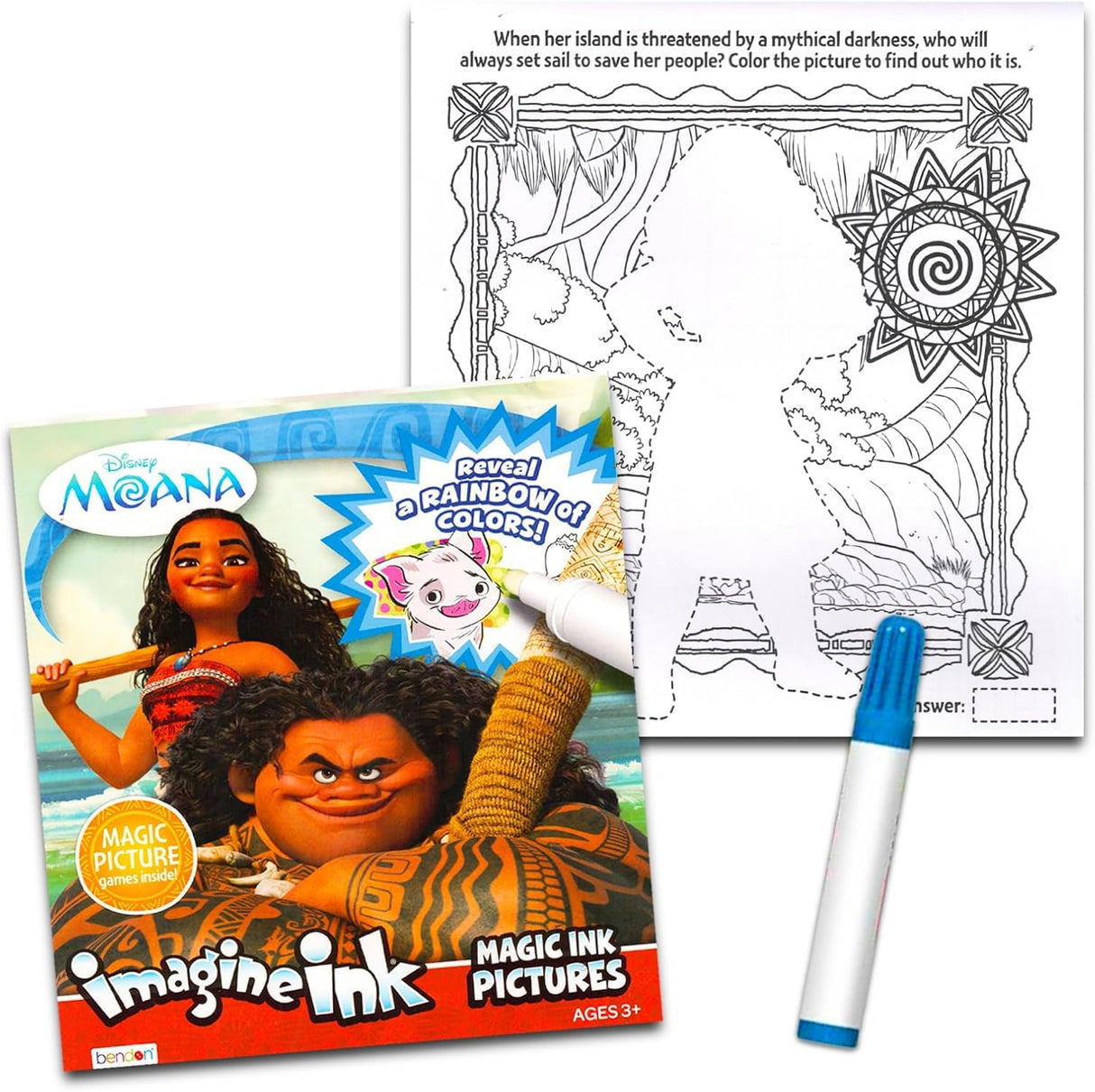 Disney Princess Magic Ink Coloring Book Set - Bundle with 3 Imagine Ink Books for Girls Kids Toddlers Featuring Disney Princess, Moana, and Minnie Mouse with Invisible Ink Pen and Stickers Disney