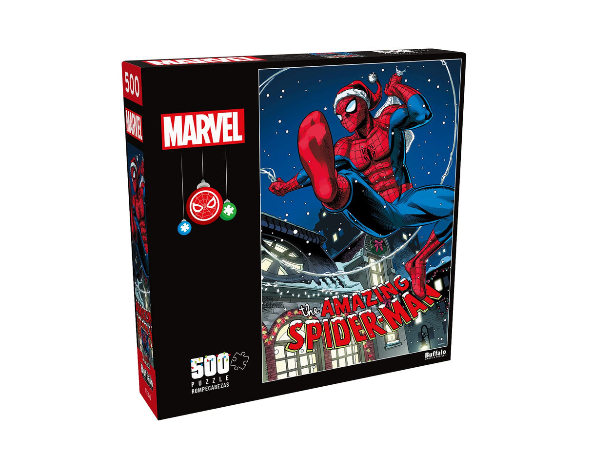 Buffalo Games - Marvel - Swinging into The Holidays - 500 Piece Jigsaw Puzzle for Adults -Challenging Puzzle Perfect for Game Nights - Finished Size is 21.25 x 15.00 Buffalo Games