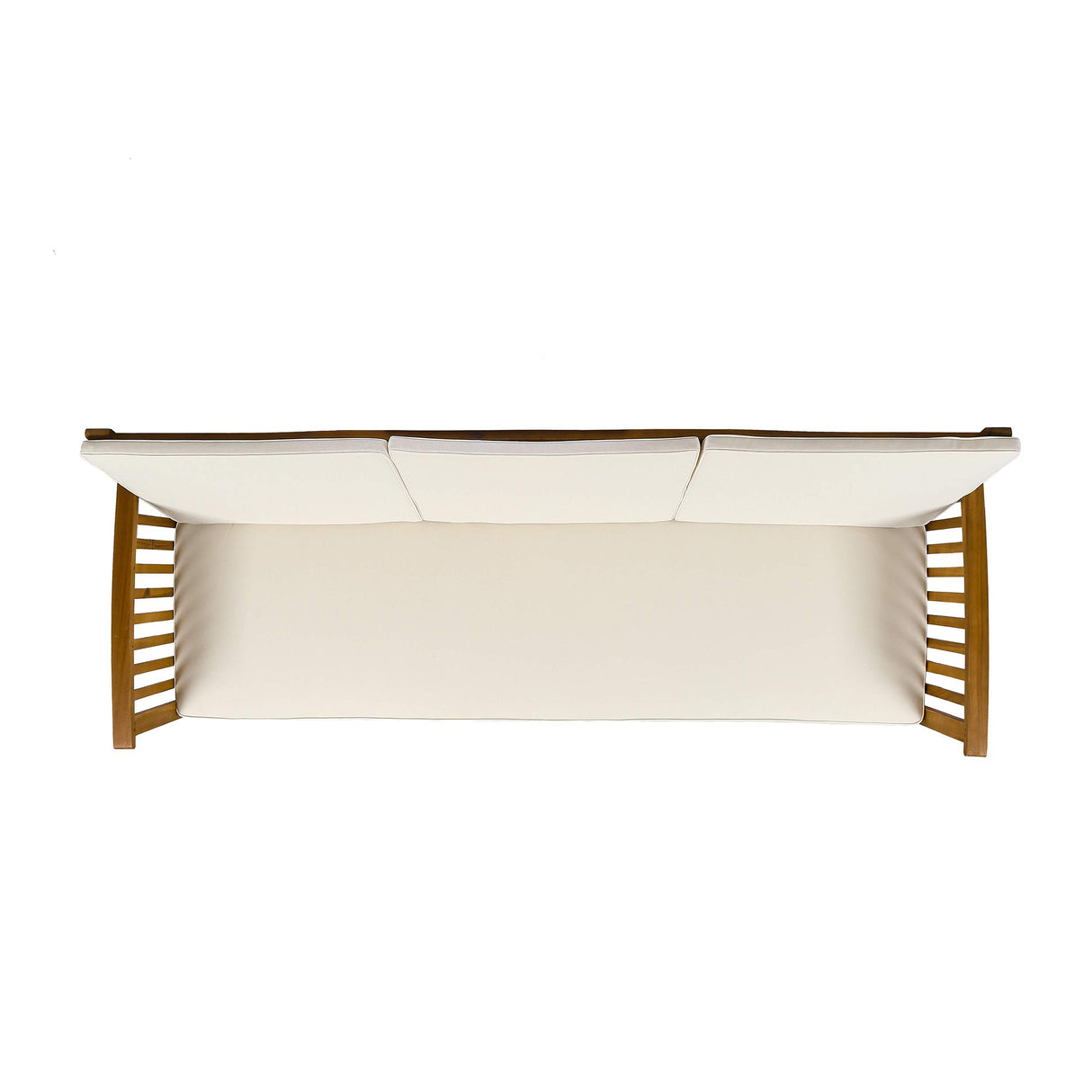 Christopher Knight Home Breenda Outdoor Acacia Wood Sofa with Cushions, Teak Finish, Cream Christopher Knight Home