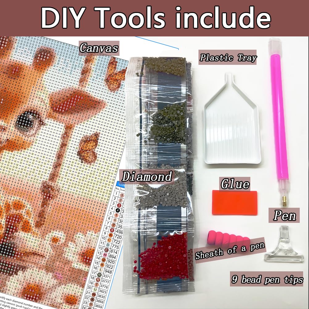 AMORARS 5D Diamond Painting Kit for Adults, Giraffe Swing Diamond Art Beginners - DIY Full Diamond Dot Animal Gem Art Paintings, Suitable Gifts, and Home Decoration Crafts, 12x12Inch AMORARS