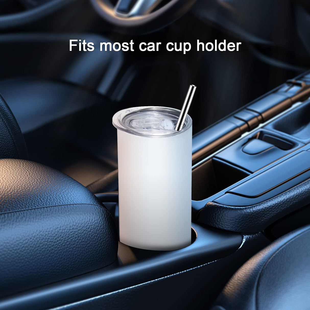 AGH 10 Pack Sublimation Tumblers Blank 20 OZ Straight Skinny Tumbler with Straw, Stainless Steel Double Wall Insulated Tumbler for Tumbler Press Machine AGH