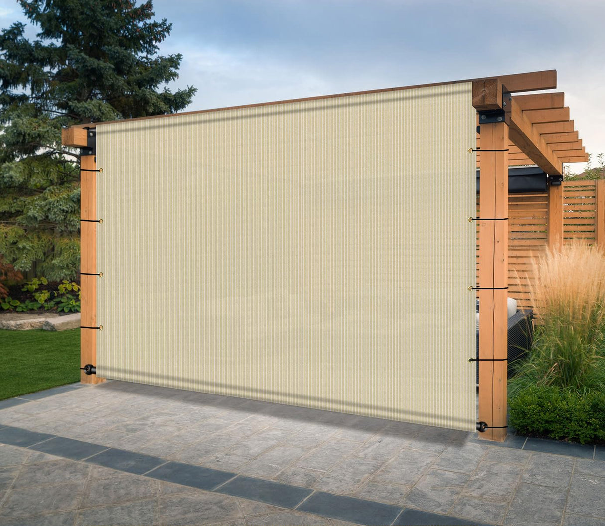 INFRANGE 7' x 15' Universal Pergola Shade Cover Replacement Canopy with Grommets Weighted Rods Permeable for Outdoor Patio Porch Backyard Gazebo Beige INFRANGE