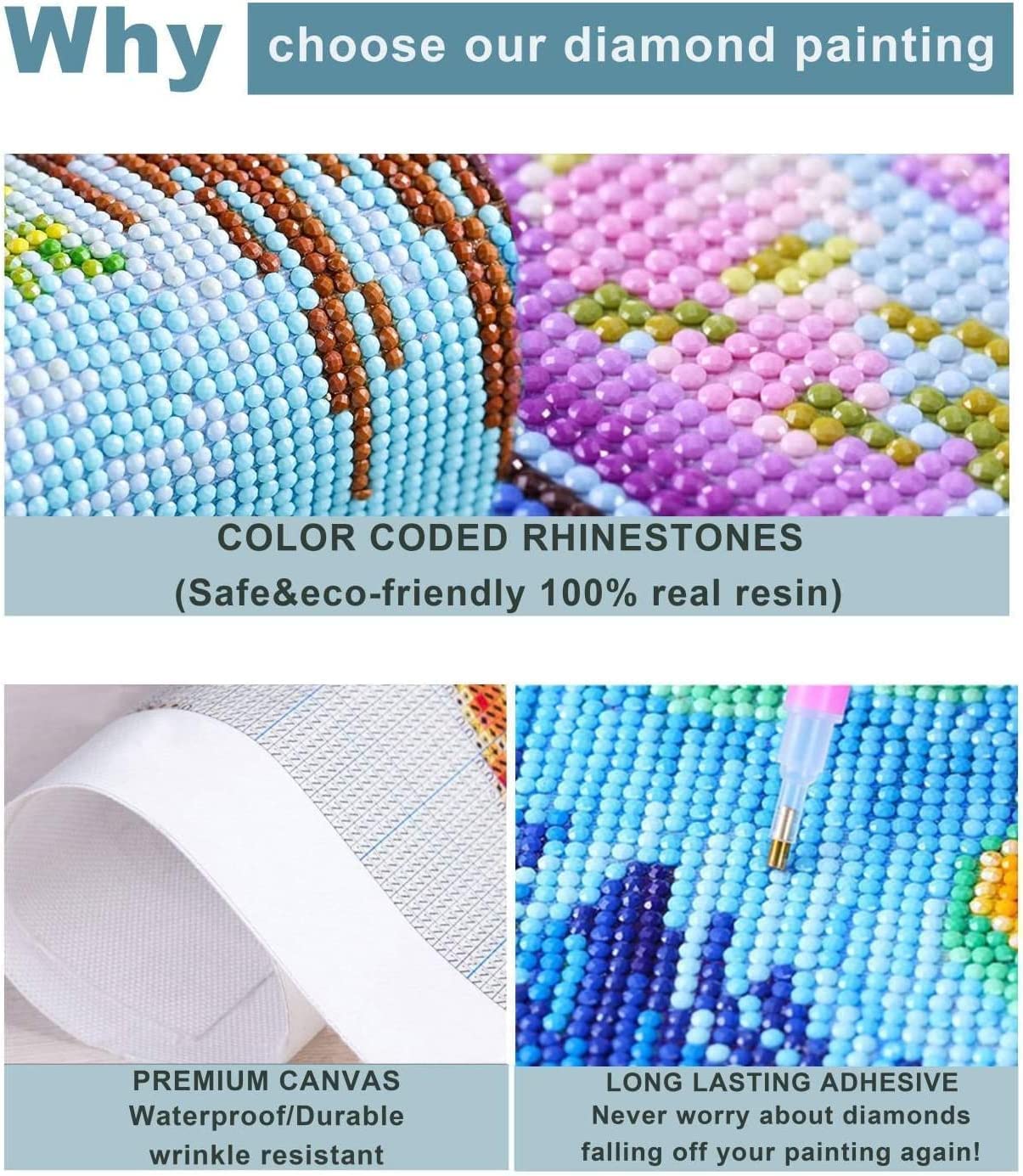 GemZono 3 Pieces Tarot Sun Moon & Stars Adult Diamond Painting Kit, 5D Diamond Art Round Full Diamond Painting Kit, Polka Dot Diamond Digital Painting Kit for Beginners (11.8x15.7in) GemZono