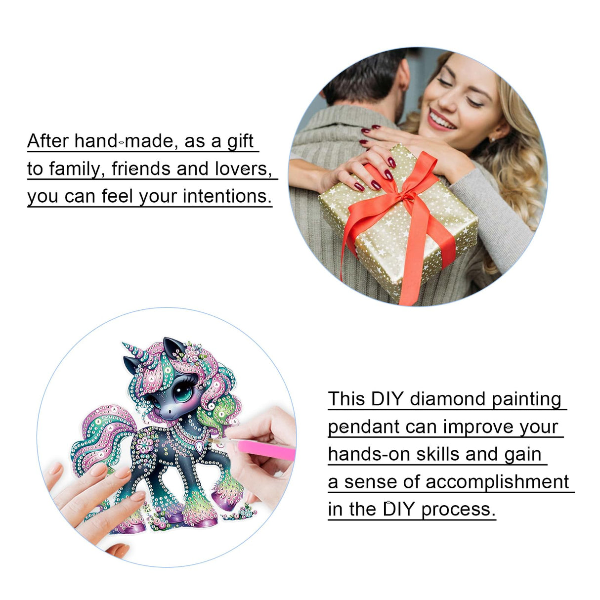 JISHSHAY Diamond Painting Pendant 5D DIY Unicorn Diamond Art Wind Chime Special Shaped Crystal Crystal Suncatcher Garden Wind Chimes Wind Chimes Outdoor Garden Diamond Art Keyrings Garden Chimes JISHSHAY