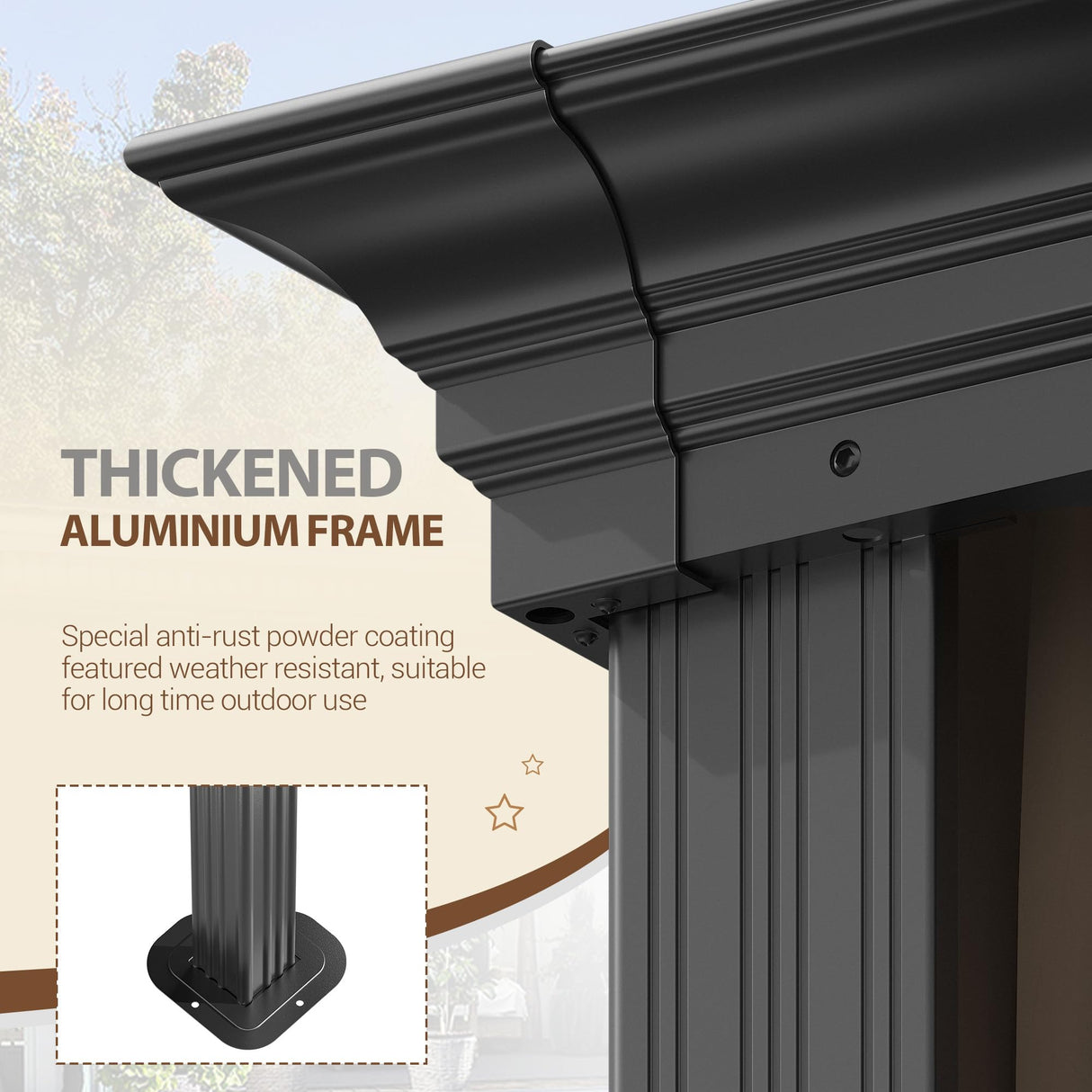 Flamaker Hardtop Gazebo 10' x 12' Aluminum Frame Outdoor Gazebo with Privacy Curtains and Gauze Mesh Sunshade Pavilion Double Roof Canopy for Patio, Lawn, Deck, Poolside Flamaker