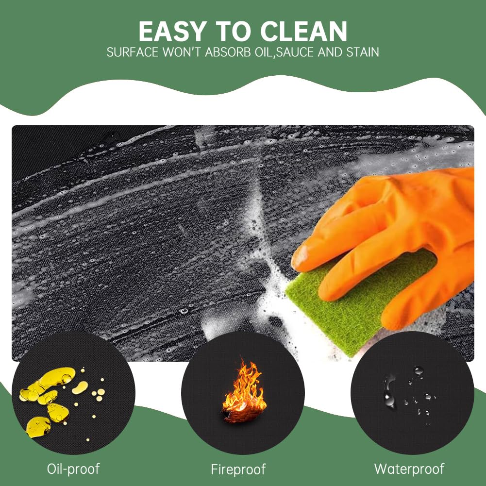 Dewfoam 63 x 36 Inch Under Grill Mats for Outdoor Grill, Fireproof Deck and Patio Protector Mat, Double-Sided Waterproof Oil-Proof Fire Blanket BBQ Mat, Grill Floor Pads Fire Pit Mat Fireplace Mat Dewfoam