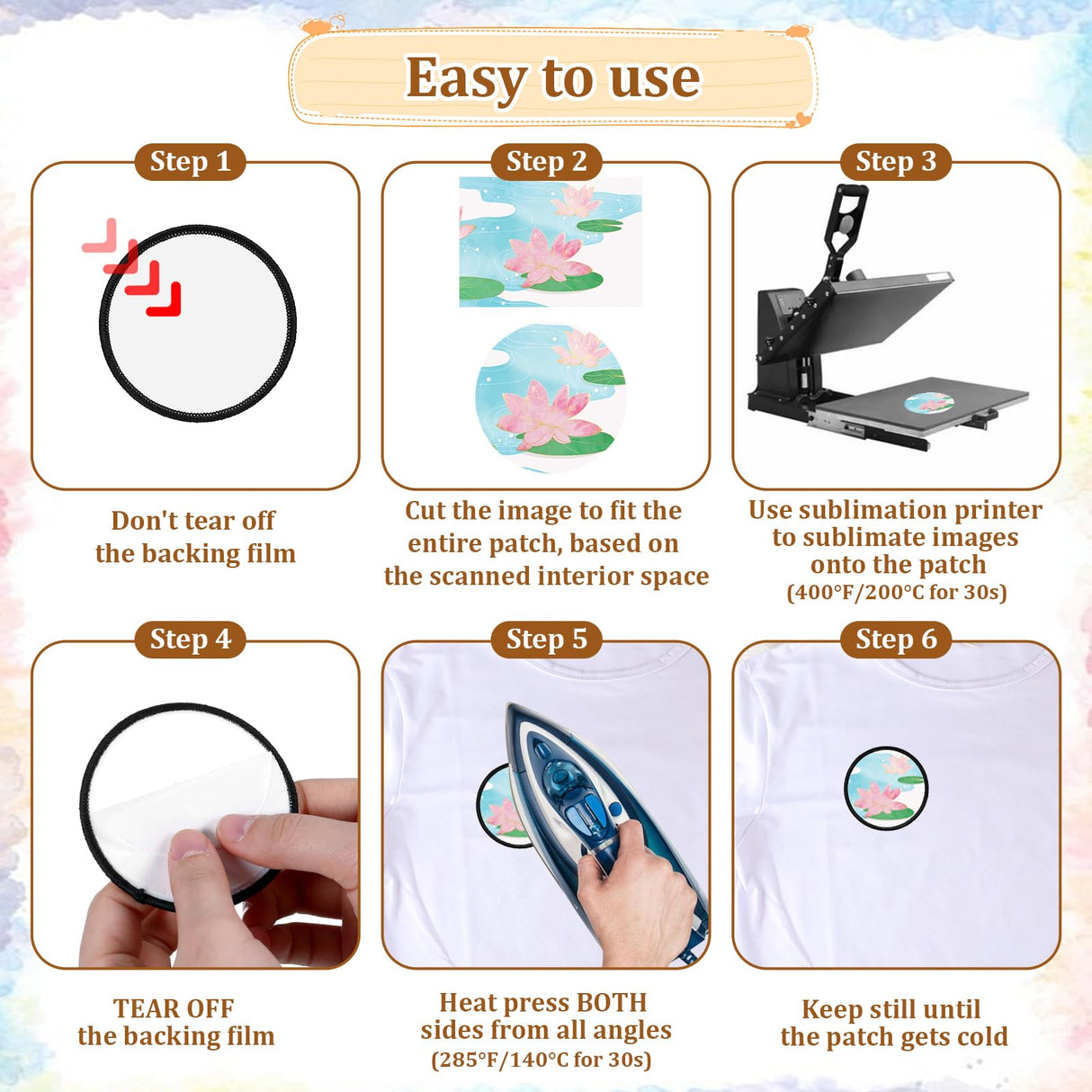 30Pcs Sublimation Blanks Patches Iron On Blank Patches Large Iron-on Patch with Black Border Exquisite Fabric Patches for DIY Crafts Hats Caps Backpack Uniforms (Round) Psyqtsuary