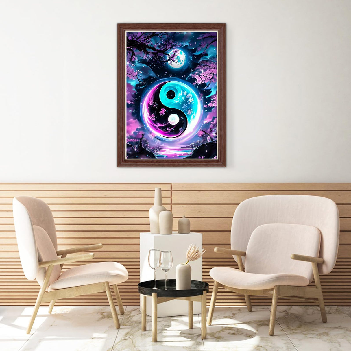 Lxmsja Yin Yang Diamond Art Kits for Adults, Moon DIY Full Drill Diamond Painting Kits for Beginners, 5D Gem Art Crafts for Adults, Home Wall Decor 12x16 inch Lxmsja