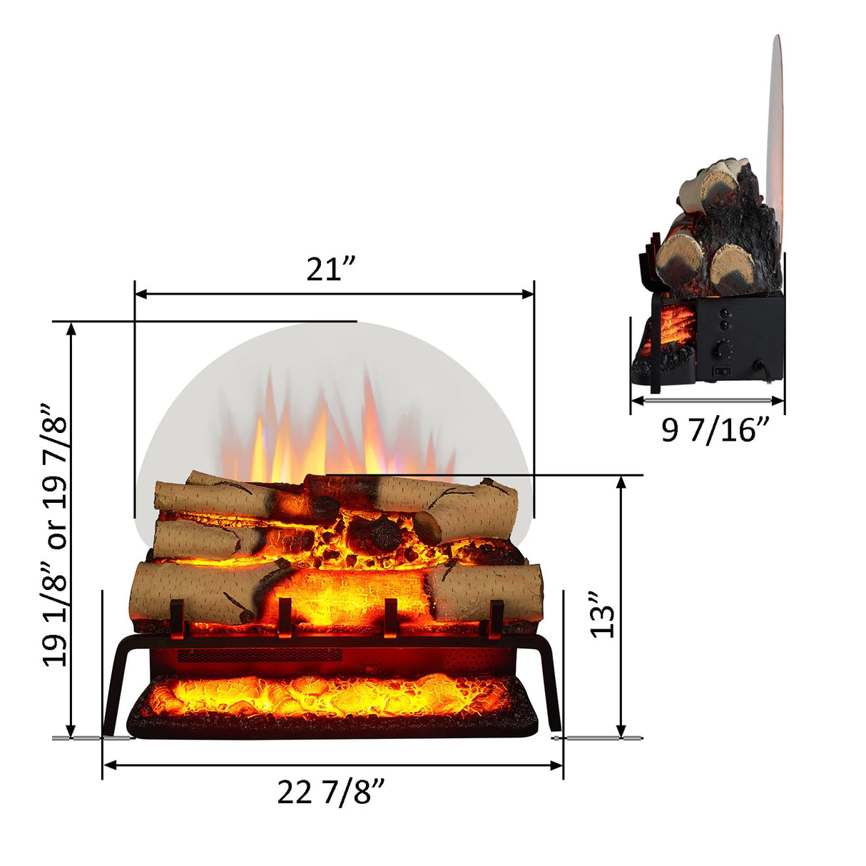 LegendFlame 23" W Free Standing Electric Fireplace White Birch Log Set (EF290A-WB), Fireplace Insert, Heater 750W/1500W, Crackling Sound, Remote Control Legend Flame