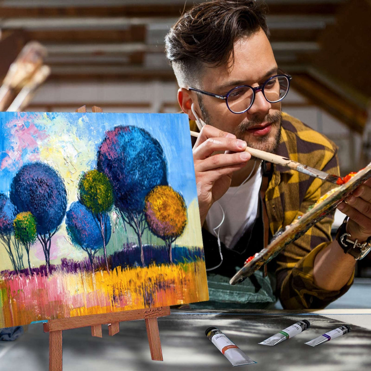 Artkey Canvases for Painting 8 x 10 Inch 10 - Pack, 5/8" Profile Stretched Canvas - 10 oz Primed, 100% Cotton White Blank Canvas - Art Paint Canvases for Acrylic Oil Paint Artkey