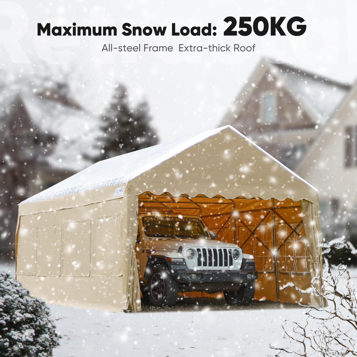 Quictent 13'X20' Retractable Party Tent with Wheels Movable Heavy Duty Carport Garage with Transparent Windows and Curtains Quictent