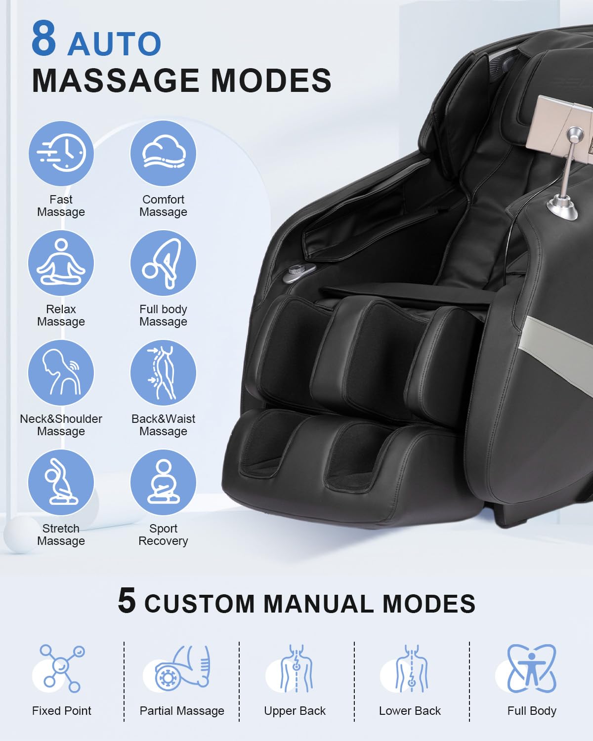 RELX 2025 Massage Chair Full Body, Zero Gravity Airbag Shiatsu Massage Chair with SL-Track, Heating, AI Control, Body Scan, 13 Modes, Foot Rollers, and Deep Yoga Stretch (Black) RELX
