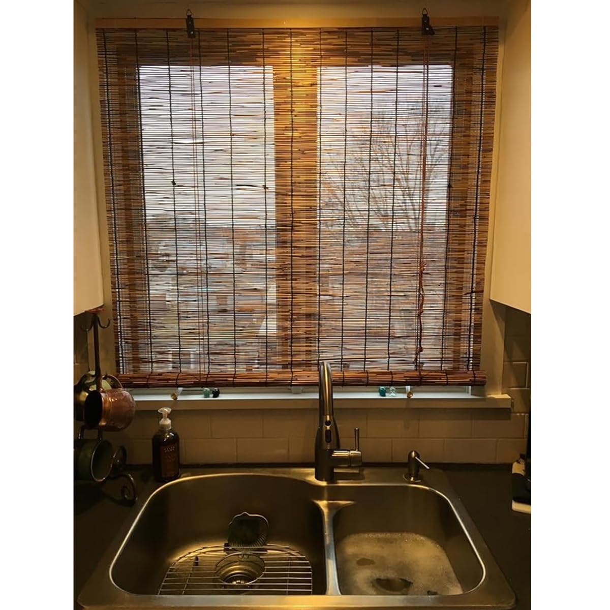 Bamboo Window Blinds 25" 26" 27" 28" 31" 32" 33" 34" 35" 36" 40" 41" 42" 43" 44" 45" 46" 47" 49" 50" 56" 57" 72" Wide, Natural Bamboo Roll Up Curtain Woven Custom Shades Cordless (Size : 36" W x 72" WoodArtSupply