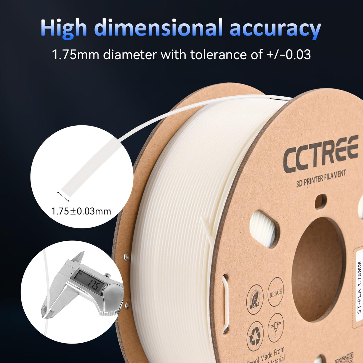 CCTREE Glow in The Dark PLA Plus (PLA+) Filament 1.75mm, Glow 3D Printing Filament PLA Pro, Dimensional Accuracy +/- 0.03mm, 1KG Spool (2.2 lbs), Fit Most FDM 3D Printers, Glow Blue CCTREE