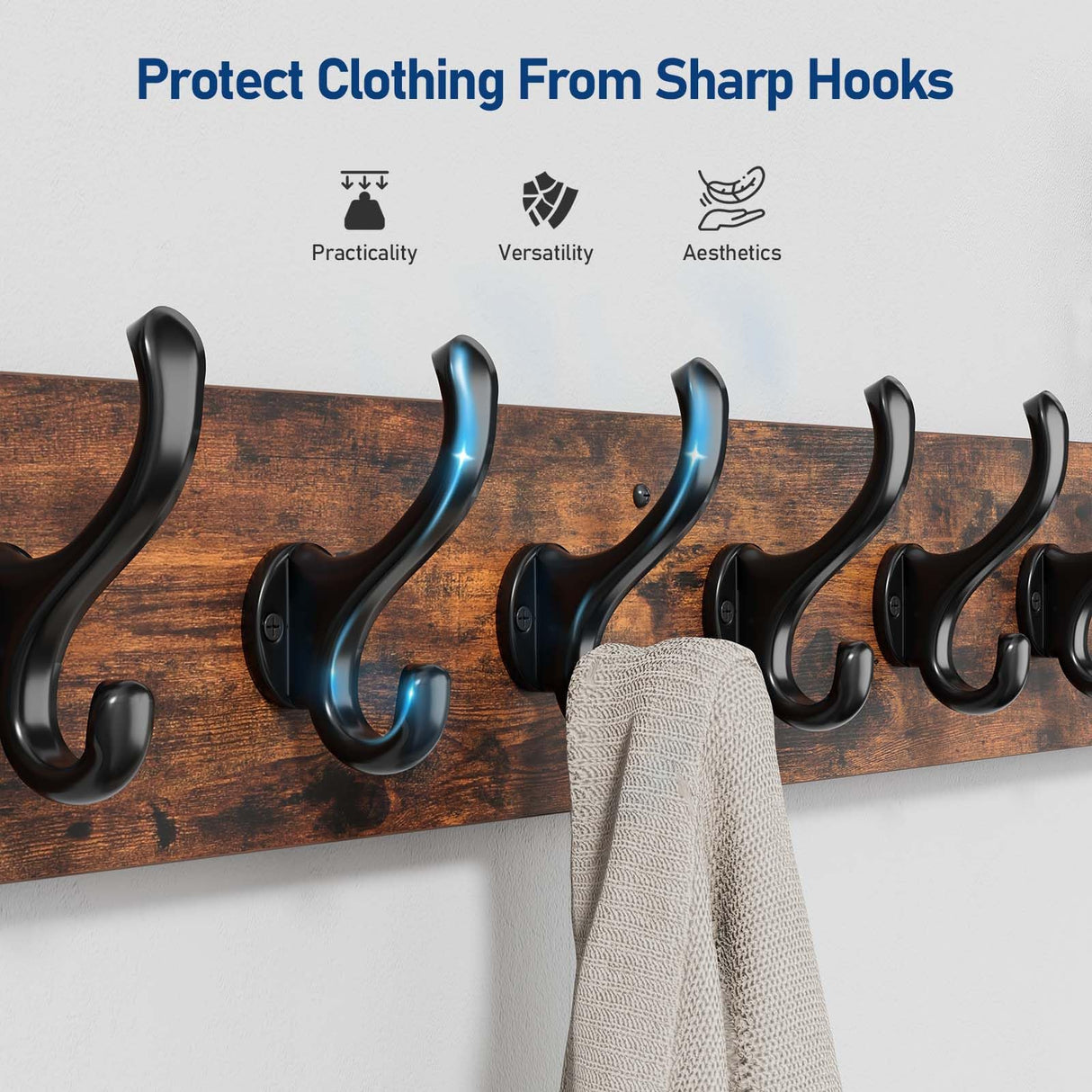 Tatub 38.6" Rustic Coat Rack Wall Mount with 10 Hooks, Large Coat Hanger Wall Mount, Heavy Duty Farmhouse Entryway Organizer Hooks for Hanging, Hat, Bag, Jacket Tatub