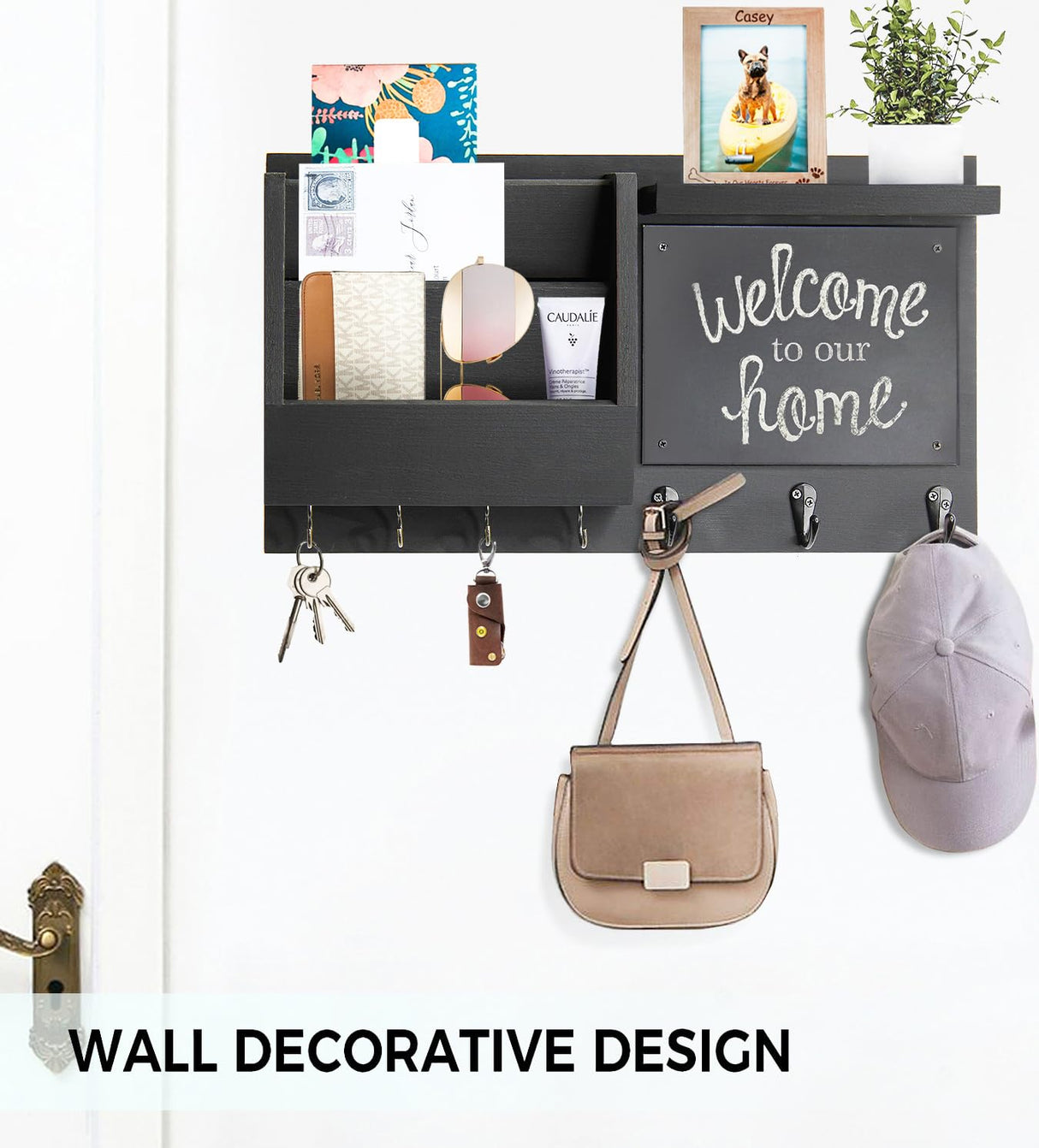 Ziivita Key Holder for Wall - Mail Holder Organizer Wall Mount with Shelf - Hanging Key Rack Hanger with Hooks Decorative for Home Coat Letter Dog Leash Entryway Living Room Decor Ziivita