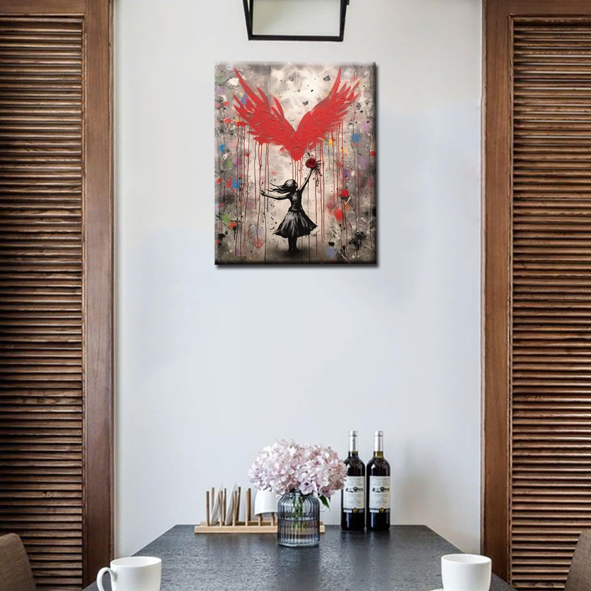 Tucocoo Banksy Graffiti Painting by Numbers Girl with Red Rose Paint by Number for Adults Beginner with Paintbrushes Acrylic Painting by Numbers Kits Canvas Art Crafts Home Decor16x20Frameless Tucocoo