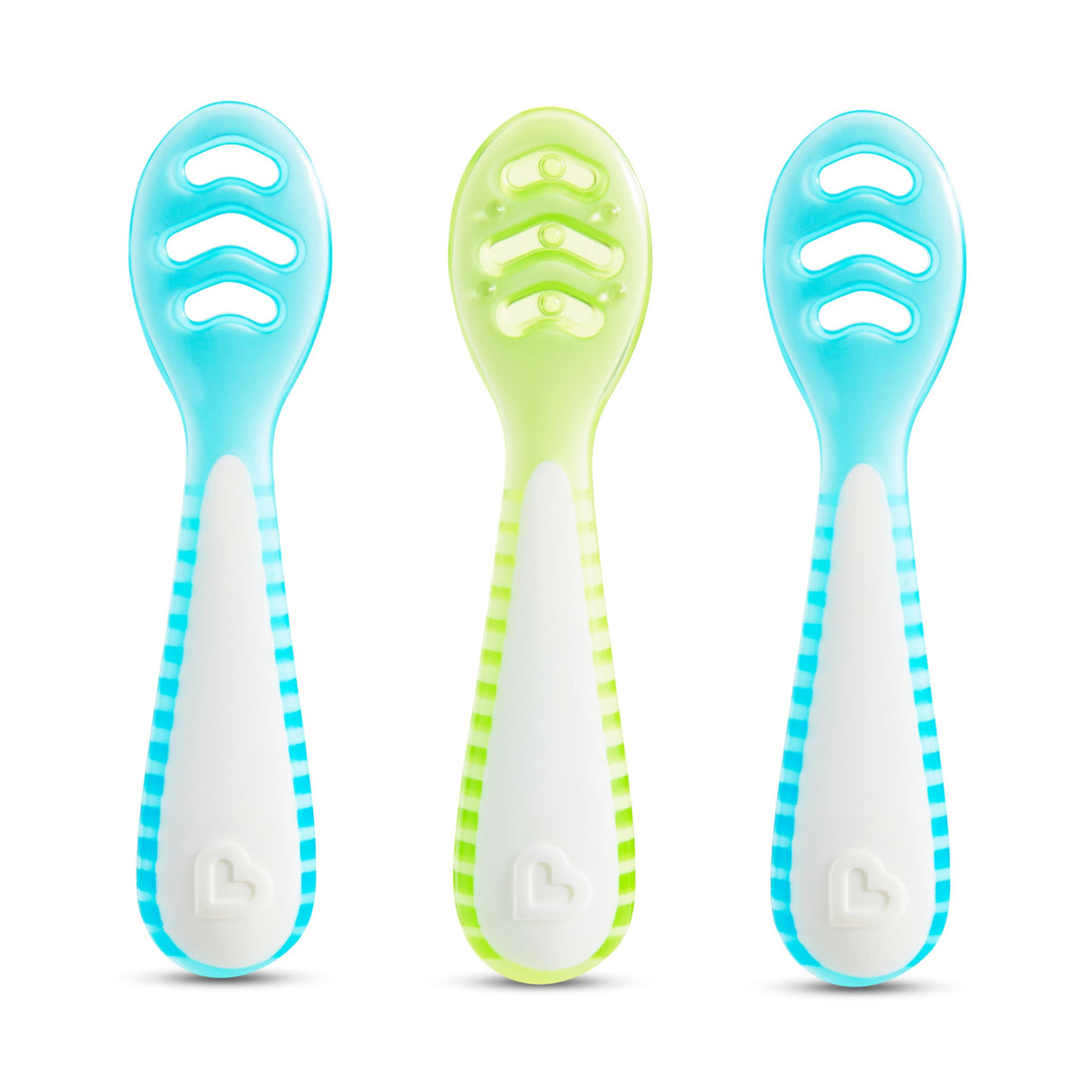 Munchkin® Gentle Dip™ Baby Spoons for Self Feeding and Baby Led Weaning, 3 Pack, Blue/Green Munchkin