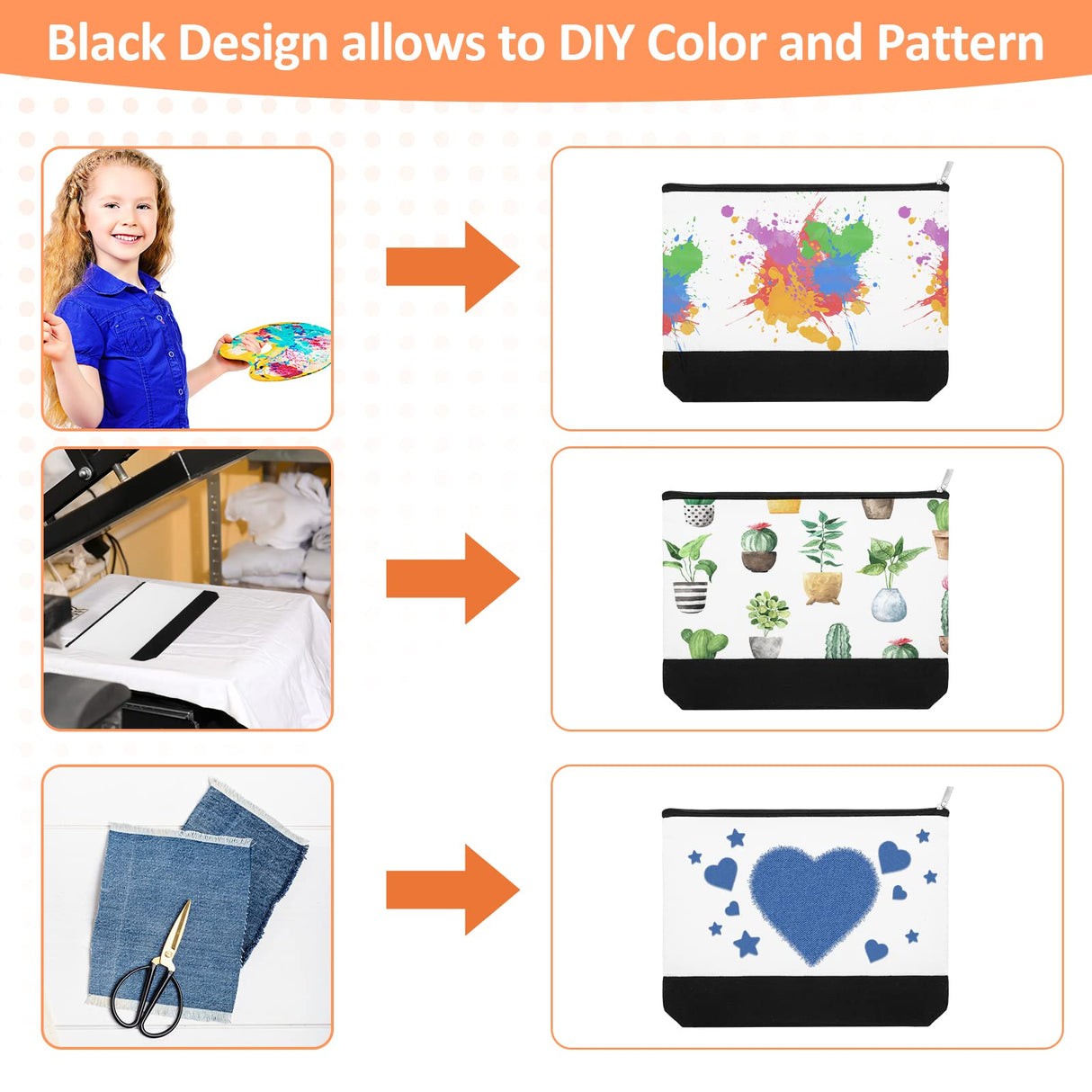 Inbagi 30 Pieces Canvas Makeup Bags Bulk Black and White Cosmetics Bag with Zipper Blank DIY Cosmetic Pouch Multipurpose Canvas Travel Toiletry Bag for Travel Pen Pencil Cosmetic Storage Inbagi