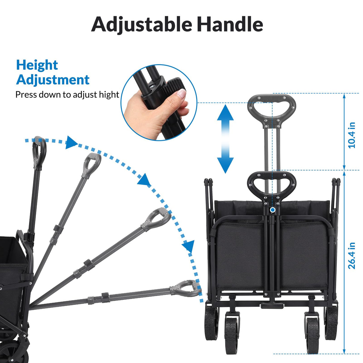 Folding Wagon Cart Large Capacity Heavy Duty Cart for Gardening,Camping,Shopping,Beach and Outdoor Sport LEWANJA