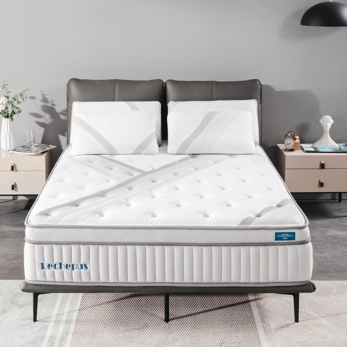 Cal King Mattress,Lechepus 14 Inch Hybrid Memory Foam Mattresses with Individual Pocket Springs,Mattress in Box,Plush Comfortable Mattress for Cool Sleep & Back Pain Relief,CertiPUR-US Certified Lechepussleep