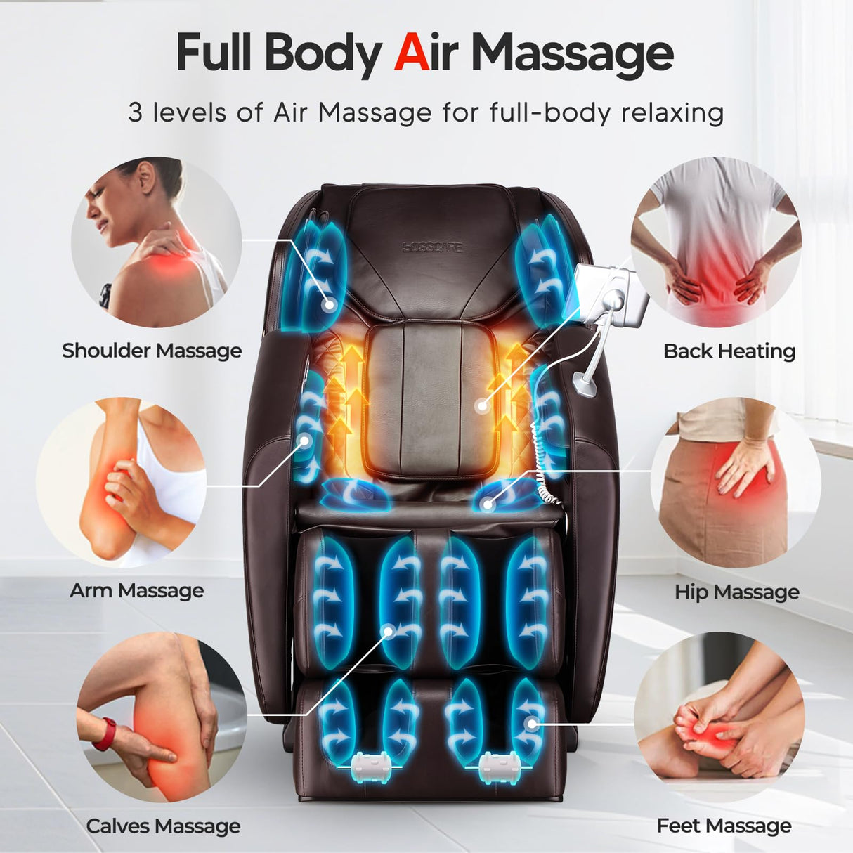 BOSSCARE Full Body Airbag Massage Chair: 2025 Shiatsu Zero Gravity Massager Chairs - AI APP Control Back Heating - Relaxing Massaging Recliner for Friend Family BOSSCARE