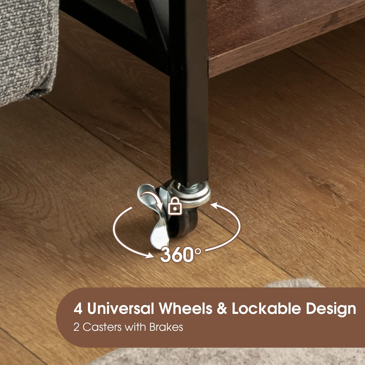 Giantex Record Player Stand, Vinyl Record Storage Table w/ 3 M-shaped Dividers & 4 Rolling Wheels, Turntable Stand Holds Up to 250 Albums for Living Room, Office, Rustic Brown Giantex