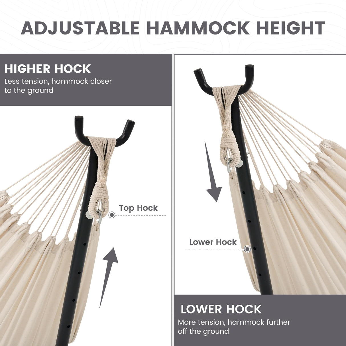 Lazy Daze Hammocks Double Hammock with 9ft Space-Saving Steel Stand Includes Portable Carrying Case, 450 Pounds Capacity (Natural) Lazy Daze Hammocks