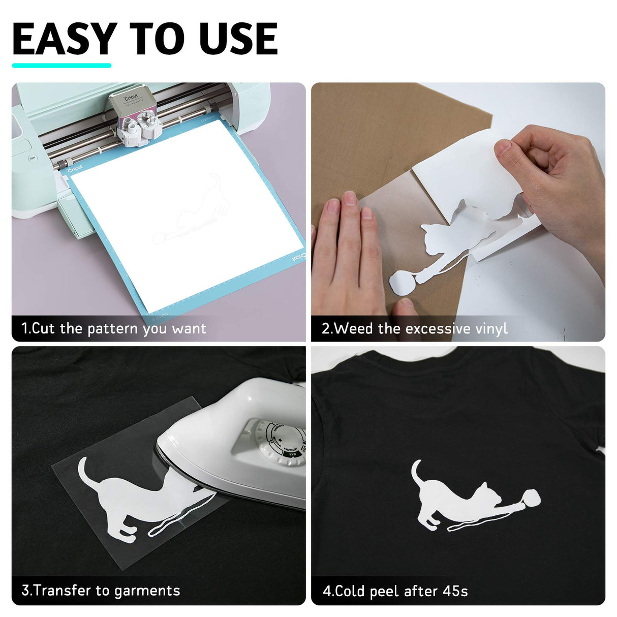 White HTV Heat Transfer Vinyl Bundle: 13 Pack 12" x 10" White Iron on Vinyl for T-Shirt, White Heat Transfer Vinyl for Silhouette Cameo or Heat Press Machine HTVRONT