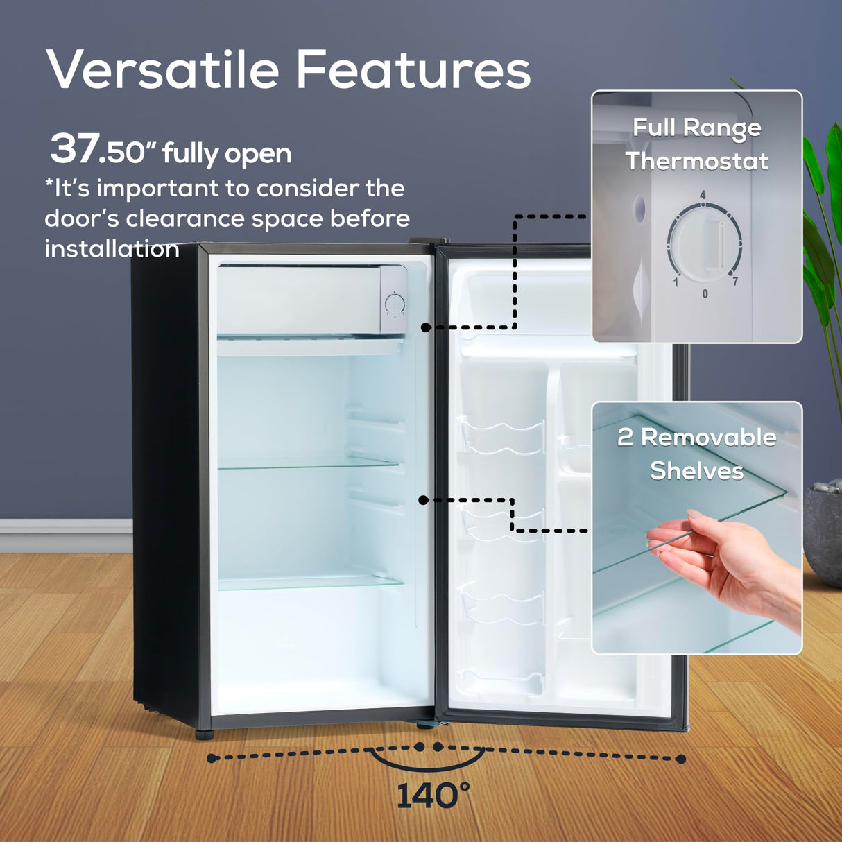 Igloo 3.2 Cu.Ft. Single Door Compact Refrigerator with Freezer - Slide Out Glass Shelf, Perfect for Homes, Offices, Dorms - Black Igloo