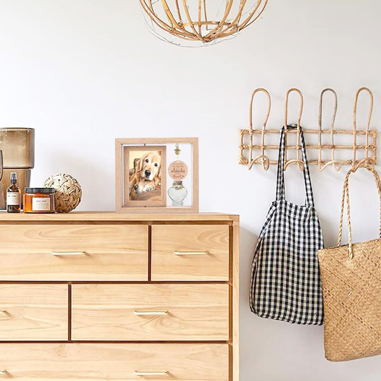 BEEMERIT 360° Rotating Pet Memorial Frame with Keepsake Jar – Double-Sided 4x6 Photo Display for Pet Loss – Perfect Remembrance Gift for Dog and Cat Owners BEEMERIT