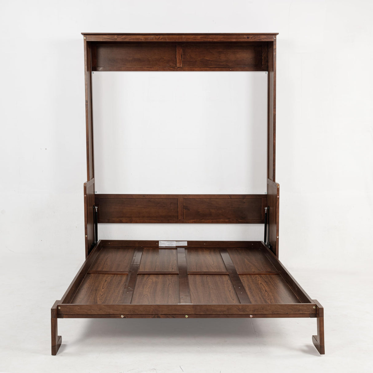 LUMISOL Queen Size Murphy Bed Wall Bed with Desk, Wood Murphy Bed Can be Folded into Cabinet, Space-Saving Hidden Wall Bed with Gas Struts, Walnut LUMISOL